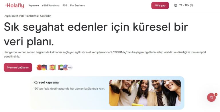 Holafly'ın abonelik hizmeti olan Holafly Planları'nı açıklayan Holafly web sitesi ekran görüntüsü
