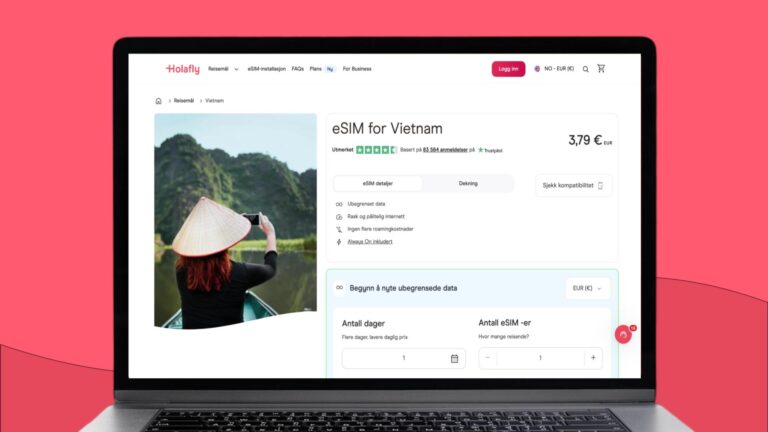 Holafly eSIM for Vietnam vist på en bærbar PC