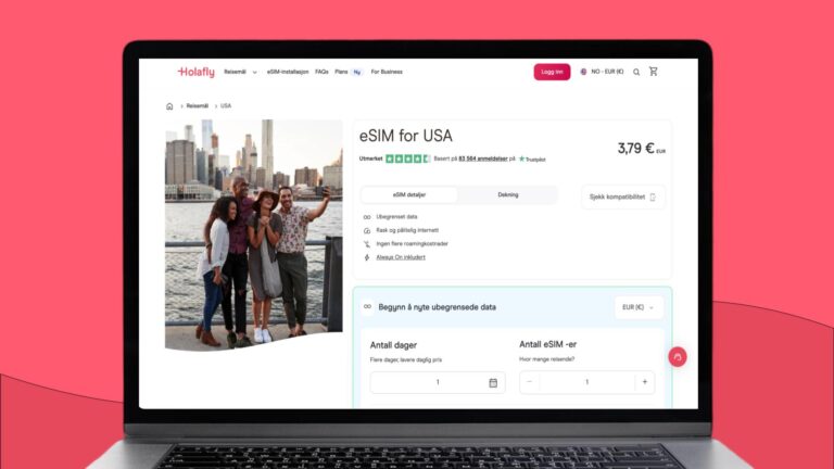 Holafly eSIM for USA vist på en bærbar PC