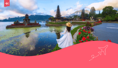 Pura Ulun Danu Bratan-tempelet ved Bratan-innsjøen på Bali som utvalgt bilde til en artikkel om internett i Asia