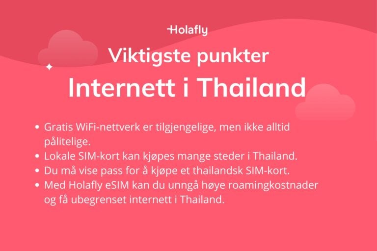 Infografikk med de viktigste punktene om internett i Thailand