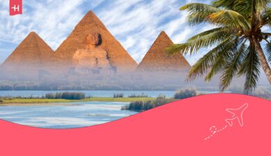 Sfinksen og pyramidene som hovedbilde for en artikkel om internett i Egypt.